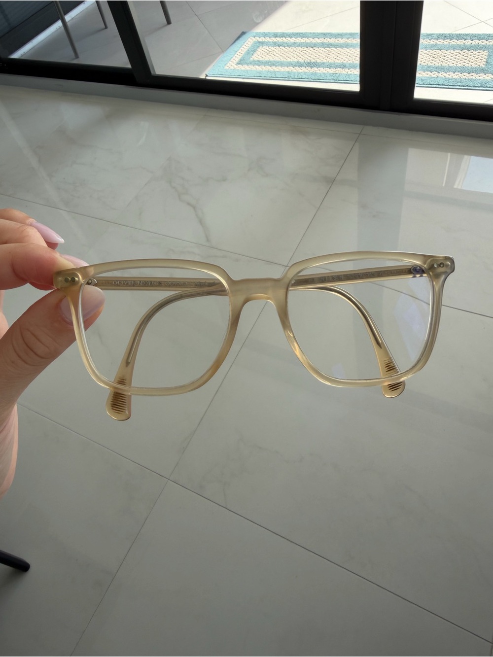 Oliver Peoples Clear Champagne Square Glasses